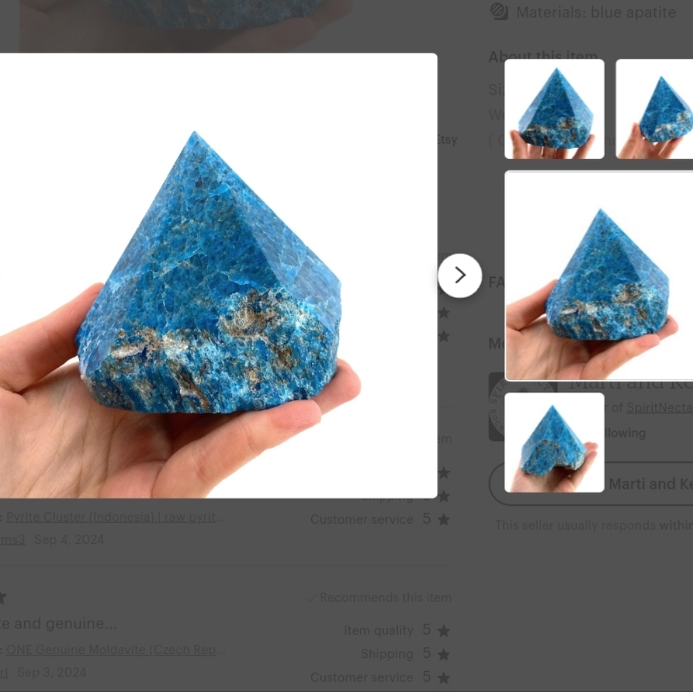 Polished Blue Apatite Crystal Point Tower